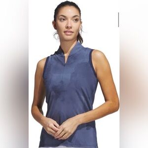 NWT Adidas Women's Ultimate365 Golf Tour Sleeveless Half-Zip Blade Collar Polo